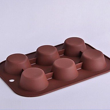 BST Cake Pan 6 Hole Circular Shape Cake Molds,Silicone 26.5*18*3 CM(10.4*7.1*1.2 INCH)