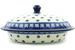 Polish Pottery Baker with Cover 12-inch Asters And Daisies N3