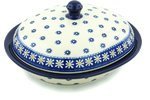 Polish Pottery Baker with Cover 12-inch Asters And Daisies N4
