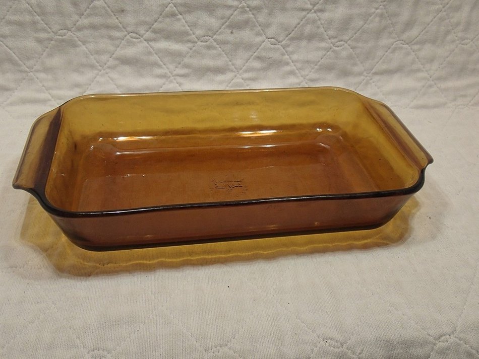 Vintage Anchor Hocking Fire-King # 432 Amber Baking Dish- 12 " X 6 " X 2 "
