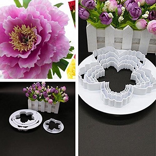 FSSR 4 Peony Flower Petal Fondant Sugarcraft Cake Cookie Cutter Decorating Mould N5