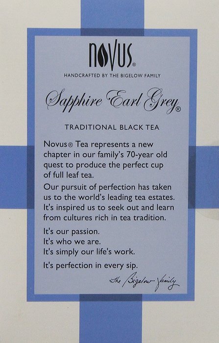 Novus Sapphire Earl Grey Tea, 12 Count Tea Bags N2