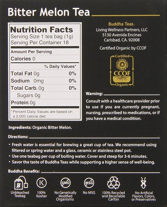Buddha Teas Bitter Melon Tea, 18 Count (Pack of 6) N3