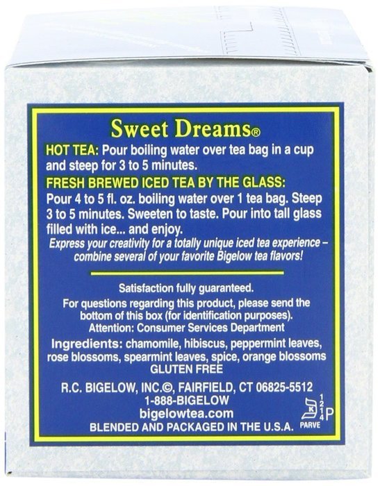 Bigelow Sweet Dreams Herbal Tea, Relaxing Blend of Chamomile & Mint, Caffeine Free, 20-Count Boxes (Pack of 6)