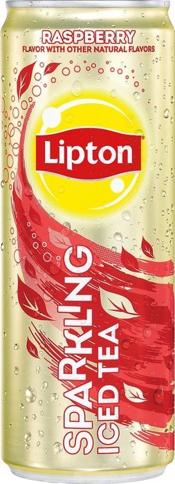 Lipton Sparkling Iced Tea, Raspberry flavor, 12oz Sleek Cans, (Pack of 12)