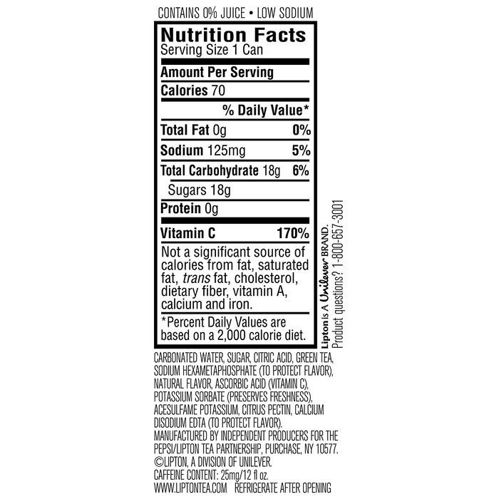 Lipton Sparkling Iced Tea, Raspberry flavor, 12oz Sleek Cans, (Pack of 12) N9