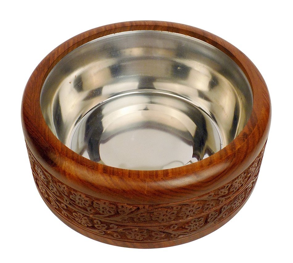 DIWALI OFFER Crafts'man 7.5 Inch (Big Size)Crafts'man Handcrafted Wooden Chapati Box with Stainless Steel N5
