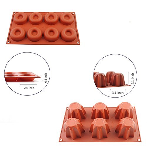 2win2buy Silicone Mold Fondant Cake Chocolate Decorating Candy Clay Pudding Bakeware &8-Cavity Silicone Donuts...