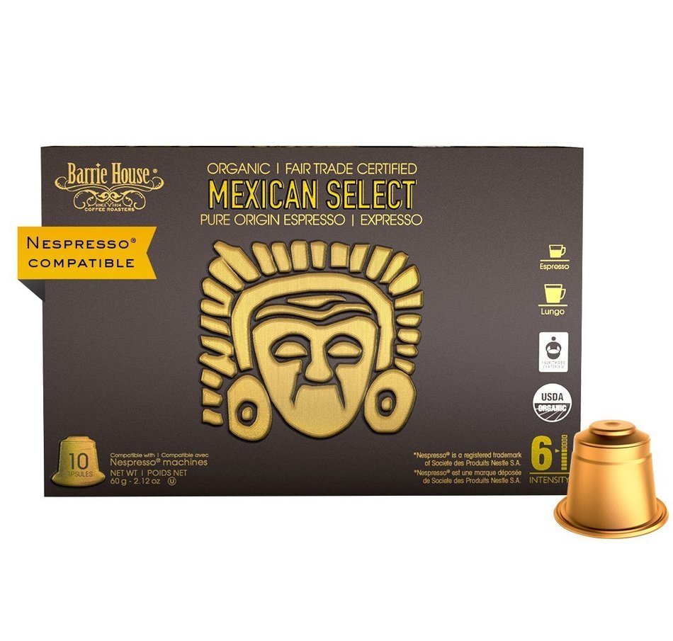 Nespresso Compatible Barrie House Fair Trade Organic Intenso Espresso Capsules 10 ct--Fits in Nespresso Original... N4