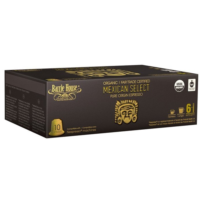 Nespresso Compatible Barrie House Fair Trade Organic Intenso Espresso Capsules 10 ct--Fits in Nespresso Original... N6
