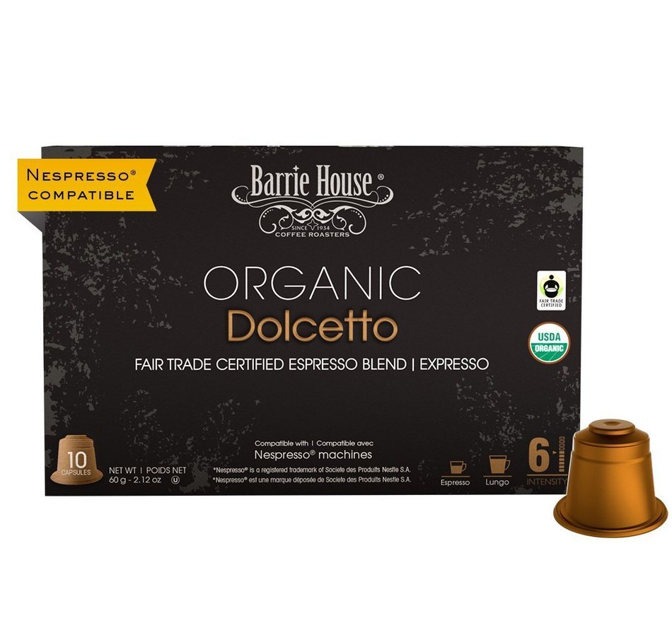 Nespresso Compatible Barrie House Fair Trade Organic Intenso Espresso Capsules 10 ct--Fits in Nespresso Original... N10