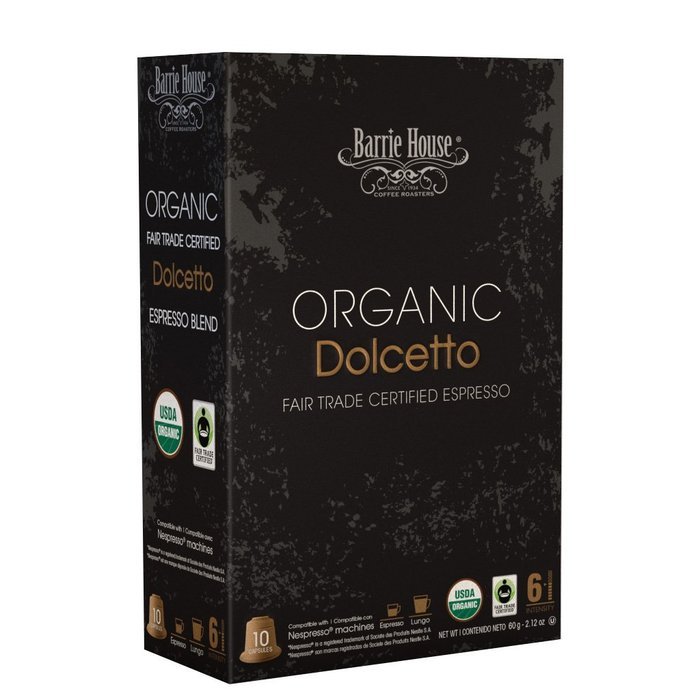 Nespresso Compatible Barrie House Fair Trade Organic Intenso Espresso Capsules 10 ct--Fits in Nespresso Original... N11