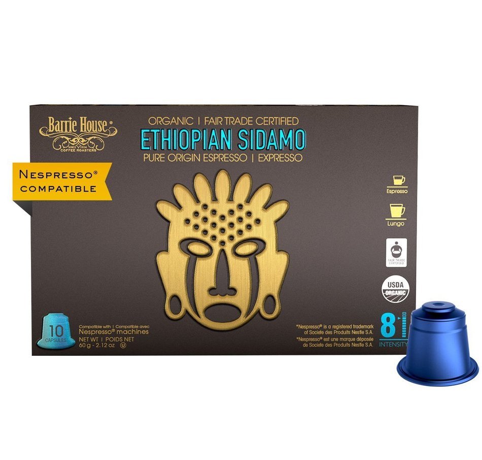 Nespresso Compatible Barrie House Fair Trade Organic Intenso Espresso Capsules 10 ct--Fits in Nespresso Original... N13