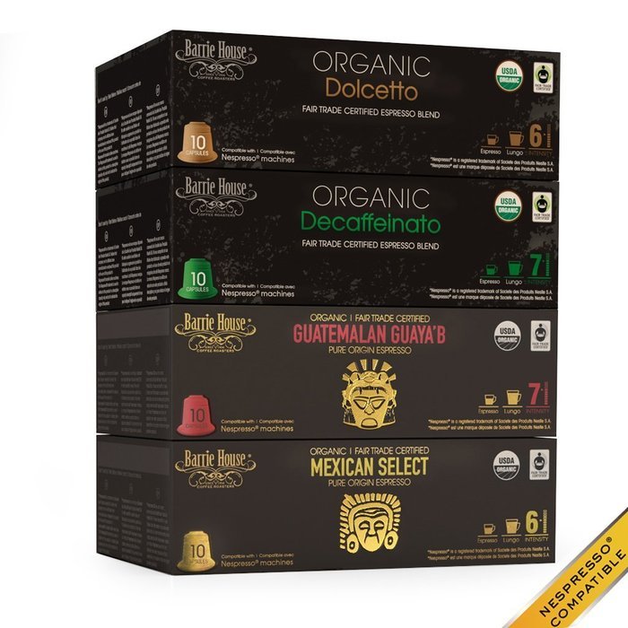 Nespresso Compatible Barrie House Fair Trade Organic Intenso Espresso Capsules 10 ct--Fits in Nespresso Original... N20