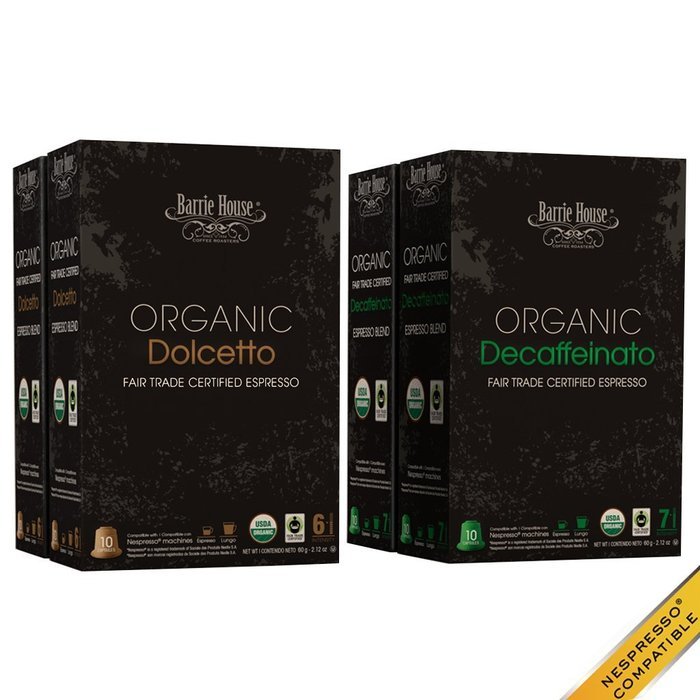 Nespresso Compatible Barrie House Fair Trade Organic Intenso Espresso Capsules 10 ct--Fits in Nespresso Original... N24