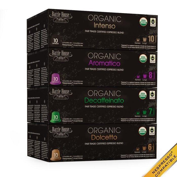 Nespresso Compatible Barrie House Fair Trade Organic Intenso Espresso Capsules 10 ct--Fits in Nespresso Original... N29