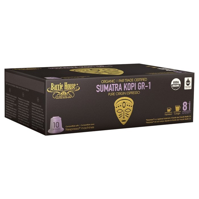 Nespresso Compatible Barrie House Fair Trade Organic Intenso Espresso Capsules 10 ct--Fits in Nespresso Original... N32