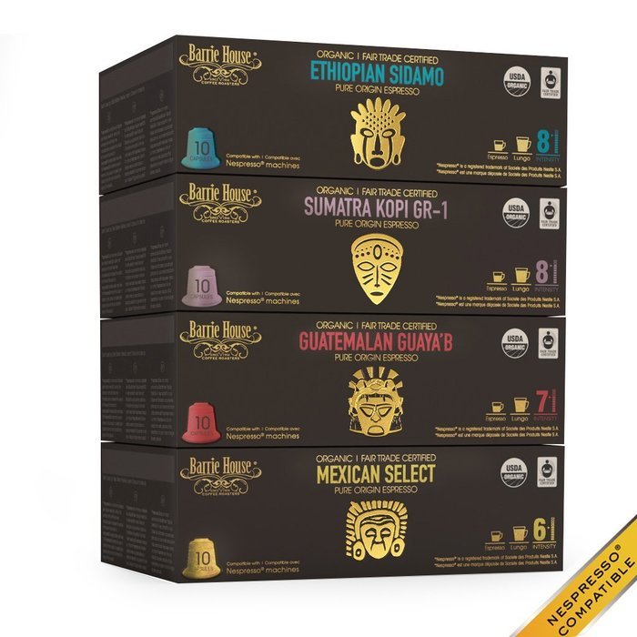 Nespresso Compatible Barrie House Fair Trade Organic Intenso Espresso Capsules 10 ct--Fits in Nespresso Original... N33
