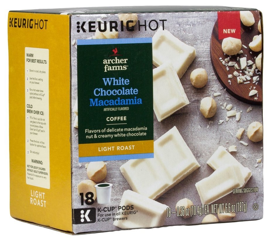 Archer Farms K-Cup White Chocolate Macadamia Coffee Light Roast 18 Count (1 Box) N3