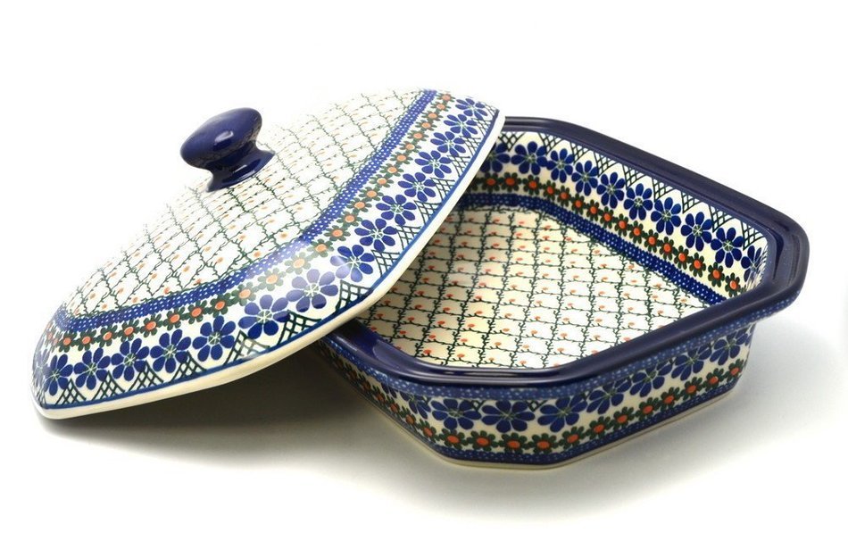 Polish Pottery Baker - Rectangular Covered - Large - Primrose