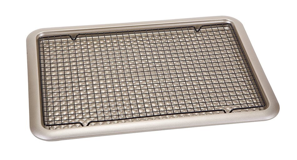 Art and Cook Carbon Cooking Tray with Stainless Steel Cooling Rack, Champagne