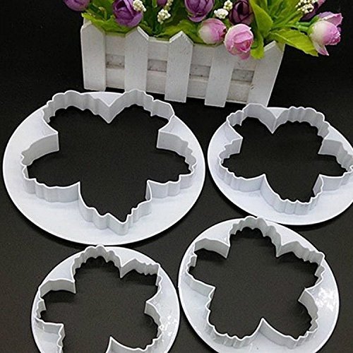 SORCO 4 Pcs Peony Flower Petal Fondant Sugar craft Cake Cookie Cutter Decorating Compression Mould N3