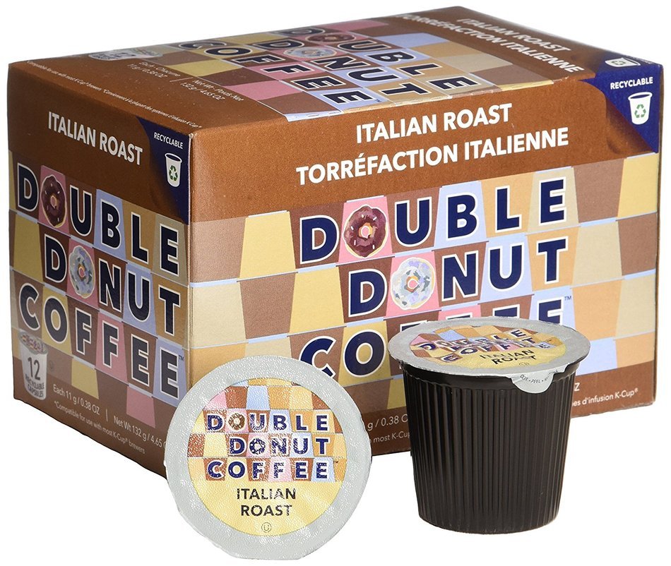 Double Donut Italian Roast Coffee, in Recyclable Single Serve Cups for Keurig K-Cup Brewers, 24 Count N2