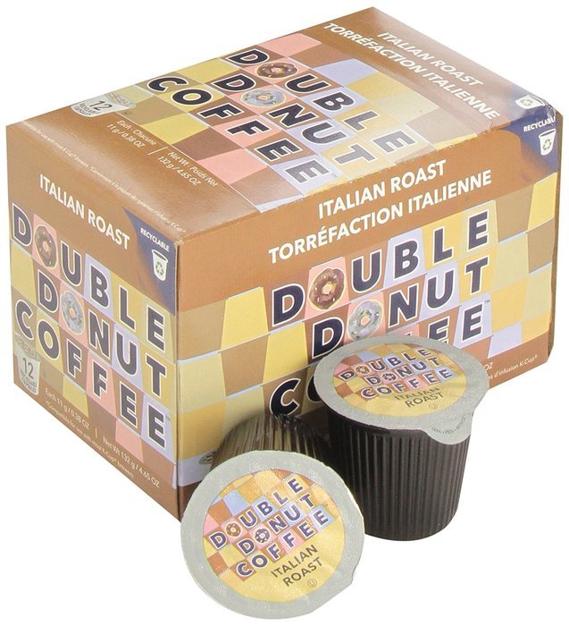 Double Donut Italian Roast Coffee, in Recyclable Single Serve Cups for Keurig K-Cup Brewers, 24 Count N8