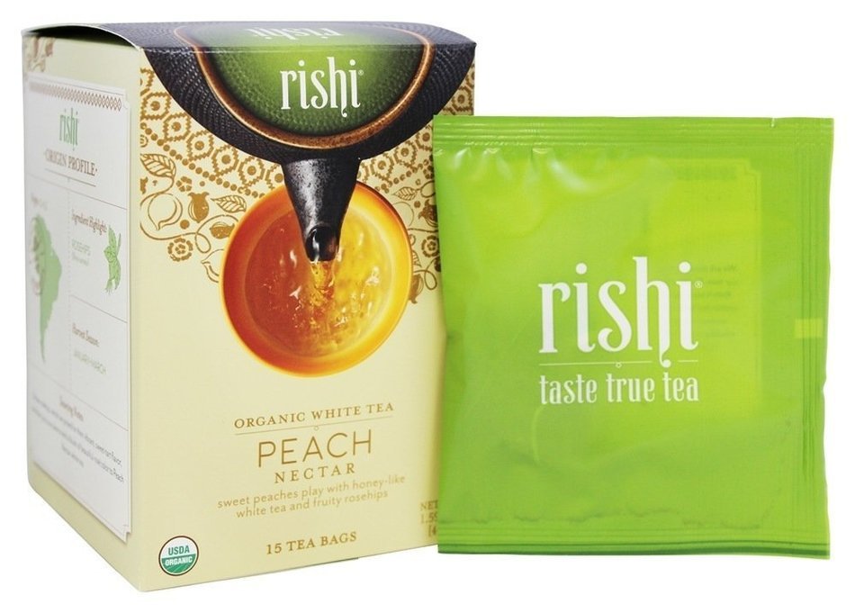 Rishi Tea Organic White Tea Peach Nectar -- 15 Tea Bags