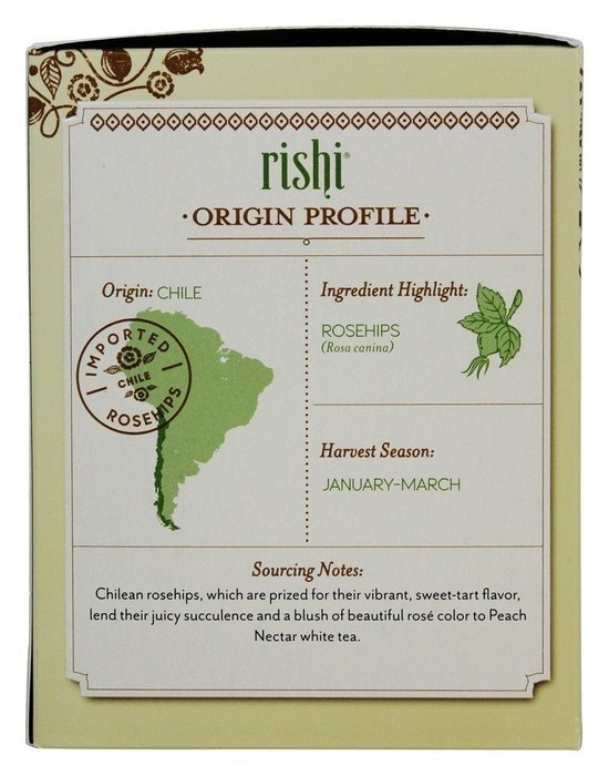 Rishi Tea Organic White Tea Peach Nectar -- 15 Tea Bags N4