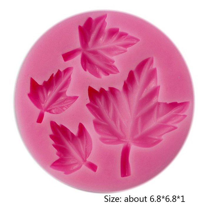 ETHAHE 6.8cm*6.8cm*1cm 4 Holes Leaf Shape Random Color Silicone Cake Molding Fondant Tool N2