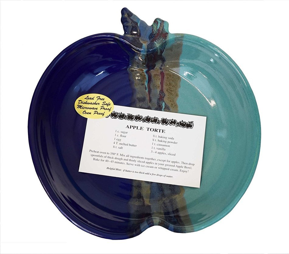 Clay In Motion Handmade Ceramic Apple Torte Baking Dish - Mystic Waters
