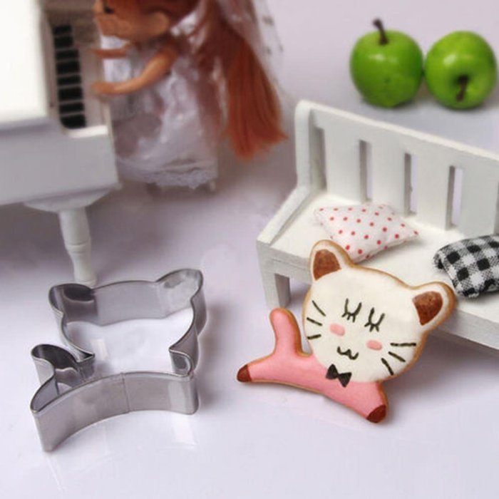 Cake & Cookie Cutters Cartoon Kitty Shape Stainless Steel Cookie Cutter Fondant Cake Mold