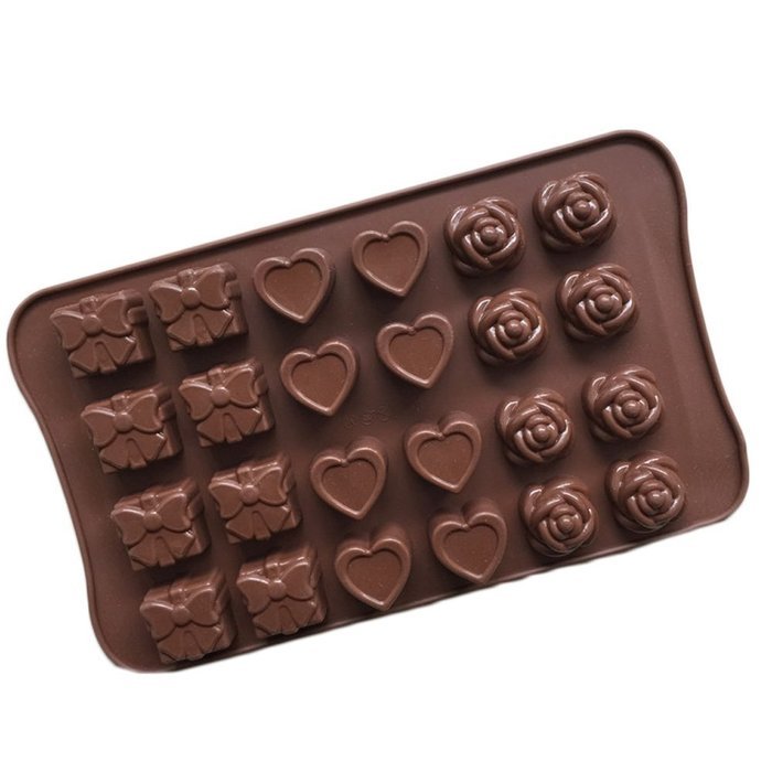 JLHua Candy Molds & Ice Cube Trays- Rose, Heart & Gift-Silicone Chocolate Molds - Fun, Toy Kids Set