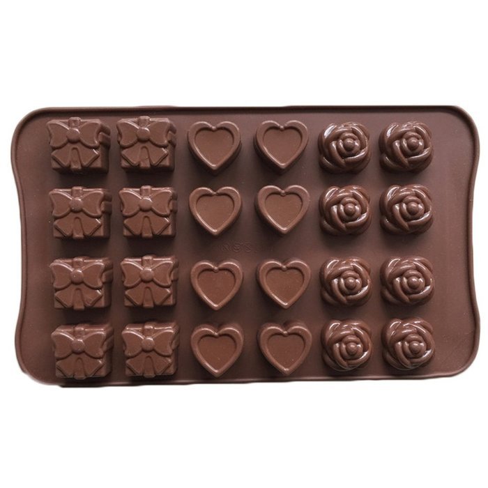JLHua Candy Molds & Ice Cube Trays- Rose, Heart & Gift-Silicone Chocolate Molds - Fun, Toy Kids Set N3