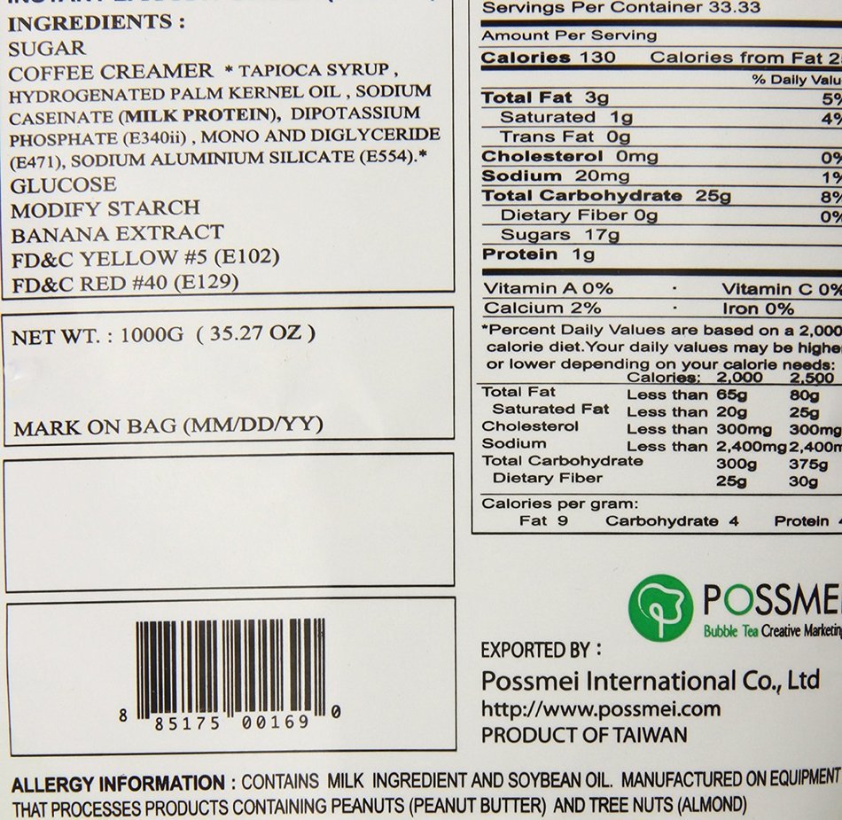 Possmei Bubble Tea Mix Instant Powder, Taro, 2.2 Pound N14