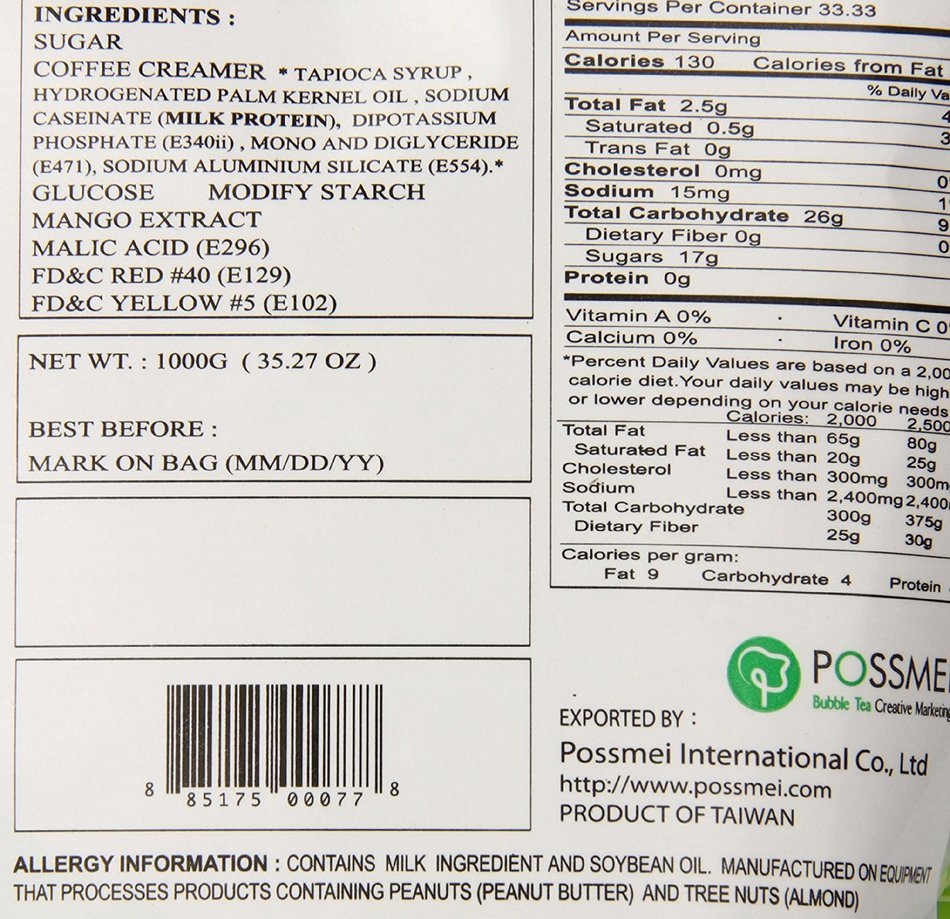 Possmei Bubble Tea Mix Instant Powder, Taro, 2.2 Pound N62