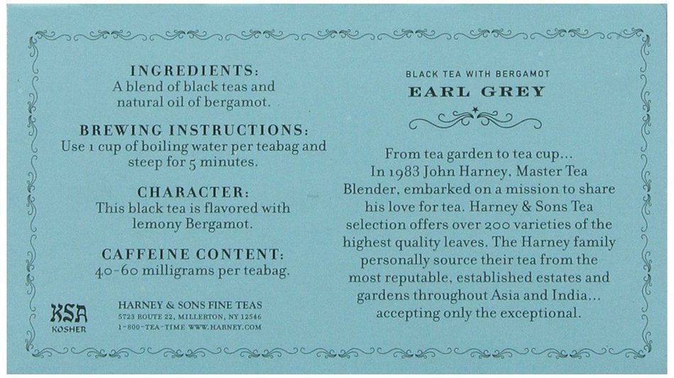 Harney & Sons Black Tea, Earl Grey, 50 Tea Bags N2