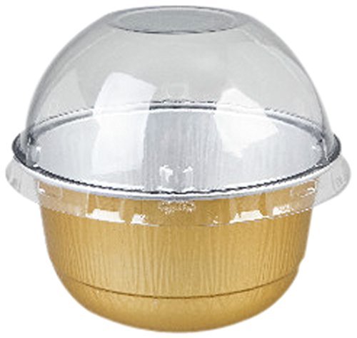 Foil Baking Cup 5 ounces with Lid Gold 100 count box