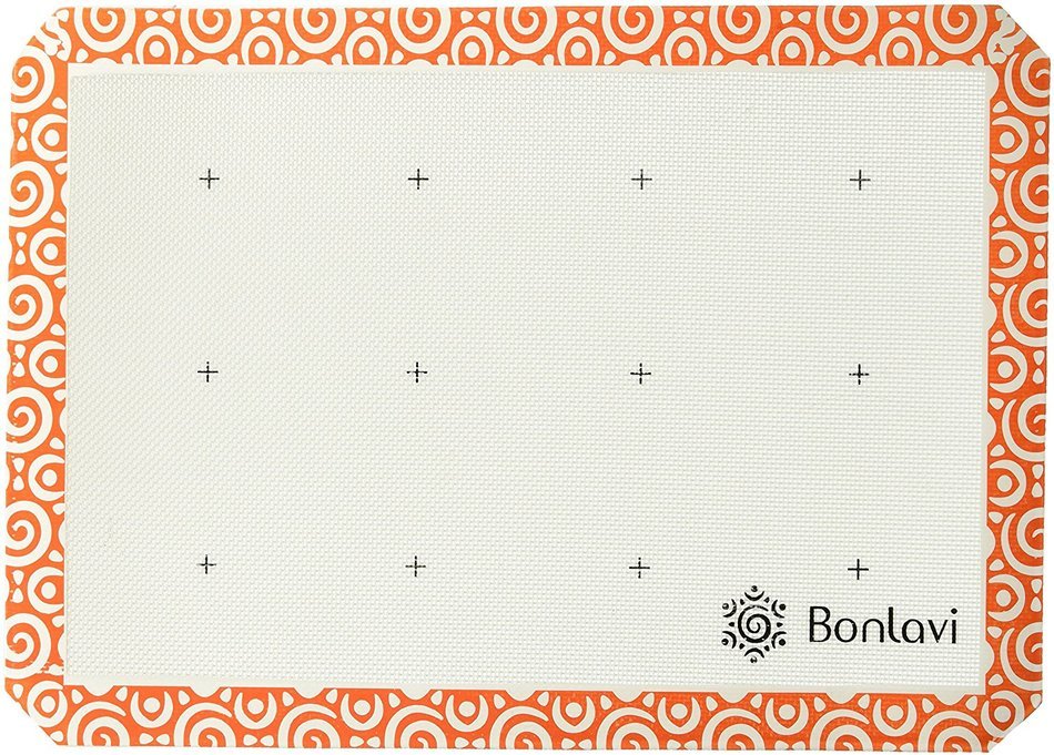 Bonlavi Bonlavi Premium Silicone Baking Mat, 1 Pc Non-stick Baking Sheet Liner, Fits Half-size Pan, White/Orange