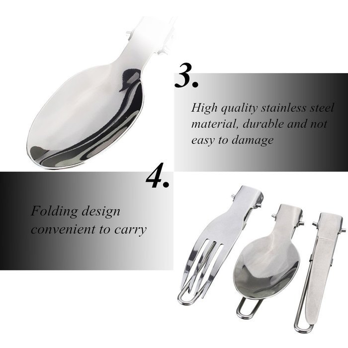 BBQ Camping Hiking Picnic Folding Cutlery Set Knife Fork Spoon Utensil with a Bag 3pcs N4
