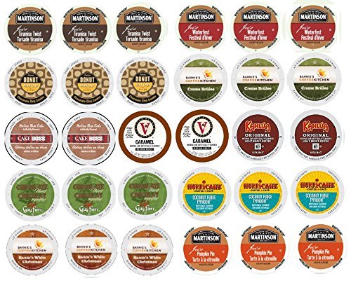 30 Winter Variety K Cup Pack - Includes Santa's White Christmas, Italian Rum, Maple Sleigh, Winterfest, Tiramisu...