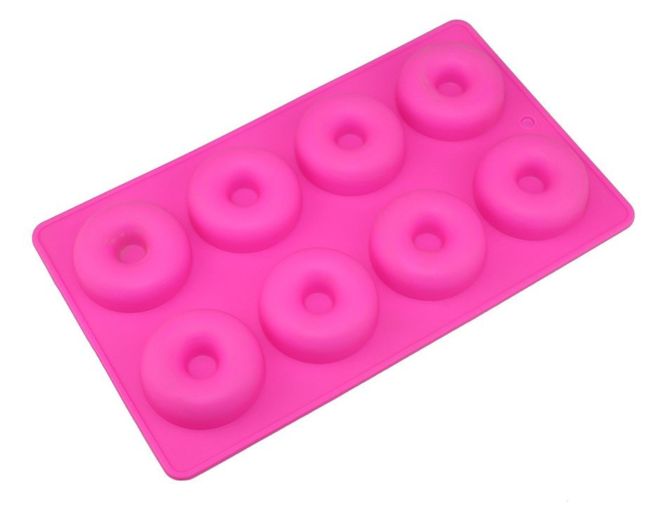 Tifan Silicone Mini Donut Pan, Muffin Cups, Cake Mold, Biscuit Mold, 18 Cavity, Red