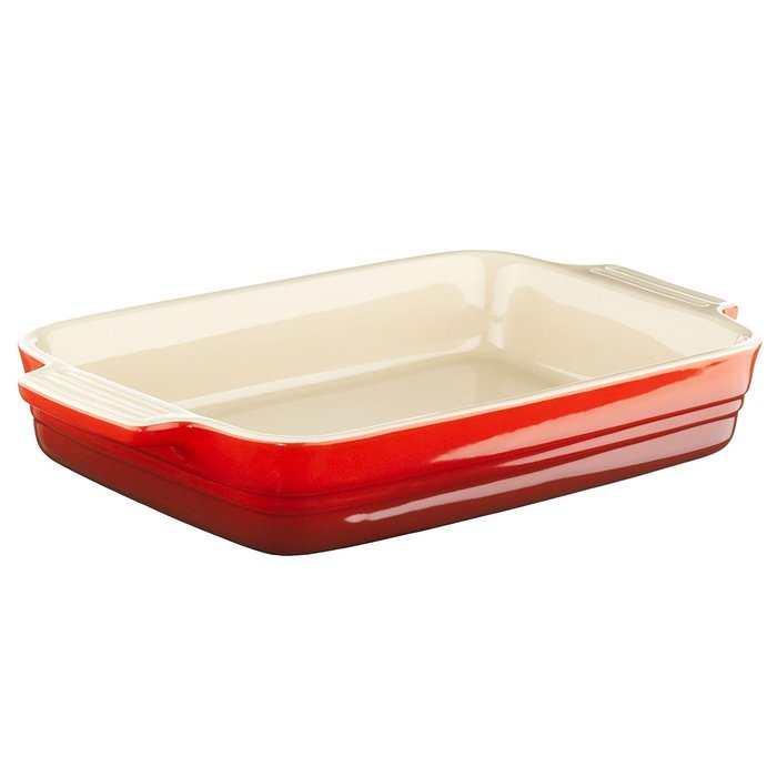 Le Creuset Stoneware 10-1/2-by-7-Inch Rectangular Baking Dish, Cherry