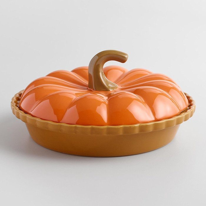 Orange Pumpkin Ceramic Pie Dish