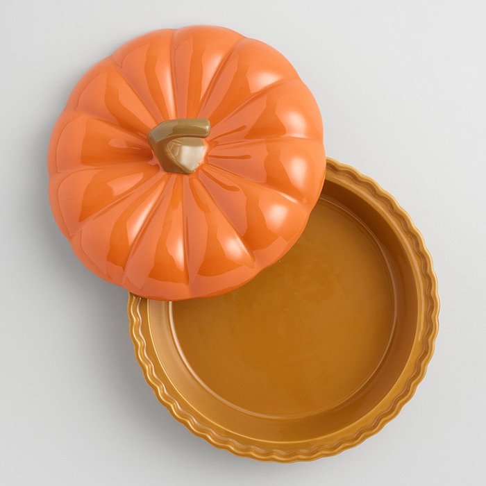 Orange Pumpkin Ceramic Pie Dish N2