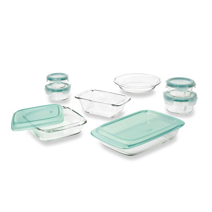14-Piece Elegant And Durable Glass Baking Dish Set with Lids in Green, Superior Freezer To Oven Performance Usage...