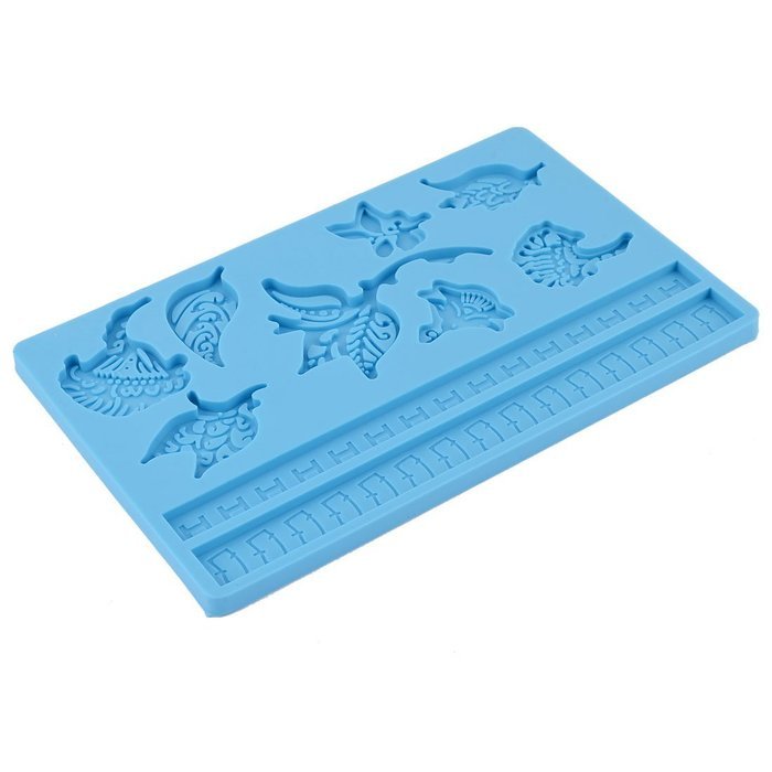 uxcell Flower Leave Design Flexible DIY Jelly Chocolate Biscuit Cookie Mold Shaper Tray Baking Tool Green N9