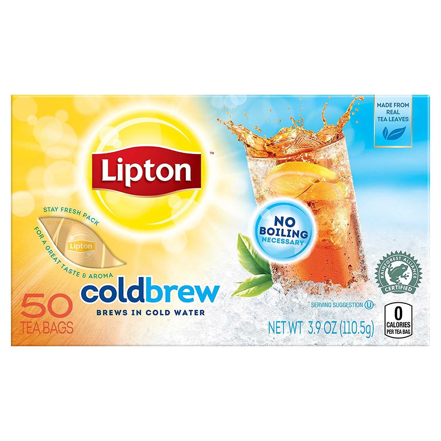 Lipton Black Iced Tea Bags, Cold Brew, Unsweetened 50 ct free image