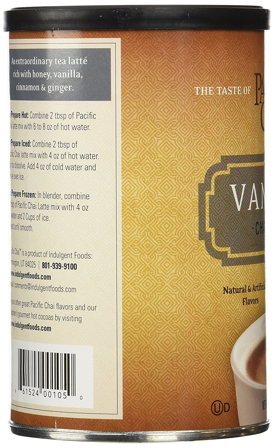 Pacific Chai Vanilla Chai Latte Mix, 10Ounce Canisters (Pack of 6) N4